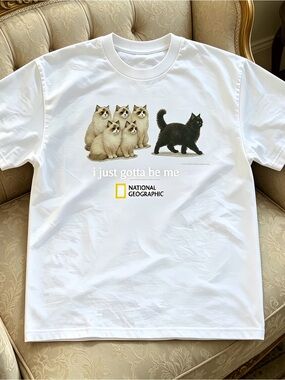 National Geographic Black Cat White General Purpose T-Shirt